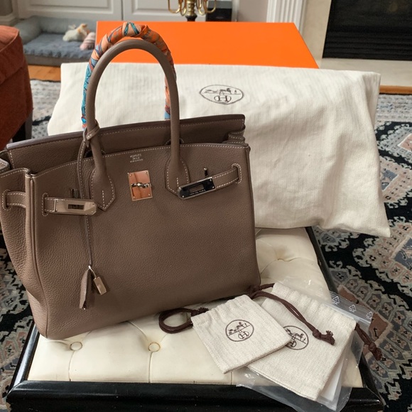 Authentic Hermès Birkin 30 Étoupe Togo Palladium-plated🛍️ - Picture 1 of 13